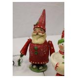 Assorted Christmas Decorations: Santa Figurines, Snowman, Sleigh, Ornament
