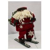 16-inch Christmas Skiing Santa Figurine with Snowflake Accents