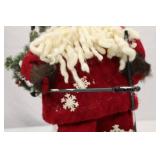 16-inch Christmas Skiing Santa Figurine with Snowflake Accents