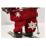 16-inch Christmas Skiing Santa Figurine with Snowflake Accents