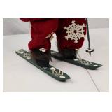 16-inch Christmas Skiing Santa Figurine with Snowflake Accents
