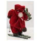 16-inch Christmas Skiing Santa Figurine with Snowflake Accents