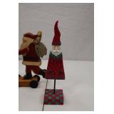 Lot of 3 Wooden Santa Christmas Holiday Decorations