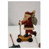 Lot of 3 Wooden Santa Christmas Holiday Decorations