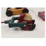 Lot of 3 Wooden Santa Christmas Holiday Decorations