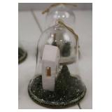 Set of 6 Christmas Bell Jar Church Ornaments with Trees