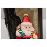 Vintage Glassworks Santa Christmas Glass Ornament in Box