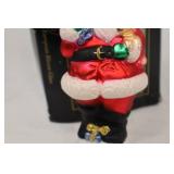 Vintage Glassworks Santa Christmas Glass Ornament in Box