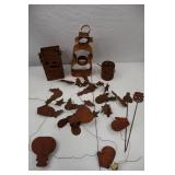 Rustic Christmas Metal Decor Lot: Snowman Lanterns, Garlands & Stakes