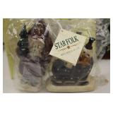 Christmas Decor Lot: Star Folk Santa Sleigh, Snowman, Merry Christmas Sign