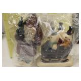 Christmas Decor Lot: Star Folk Santa Sleigh, Snowman, Merry Christmas Sign