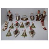 Assorted Christmas Decor Lot: Ornaments, Stockings & Plush Santa Figures