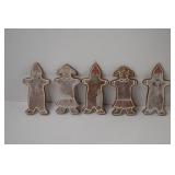 5 Gingerbread Christmas Ornaments, 6.5in Tall, Assorted Designs