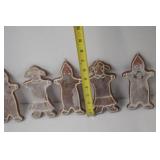 5 Gingerbread Christmas Ornaments, 6.5in Tall, Assorted Designs