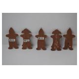 5 Gingerbread Christmas Ornaments, 6.5in Tall, Assorted Designs