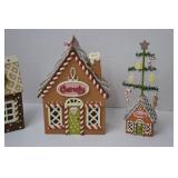 Christmas Gingerbread Village Ornaments Lot: Bakery Houses, Candy Canes, Mini Utensils