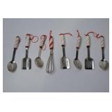 Christmas Gingerbread Village Ornaments Lot: Bakery Houses, Candy Canes, Mini Utensils