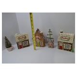 Christmas Gingerbread Village Ornaments Lot: Bakery Houses, Candy Canes, Mini Utensils