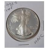 1992 S   Silver Eagle - Proof Mint   1 Oz. Fine Silver