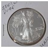 2001 W  Silver Eagle  - Proof Mint   1 Oz. Fine Silver