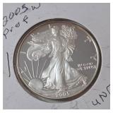 2005 W  Silver Eagle  - Proof Mint   1 Oz. Fine Silver
