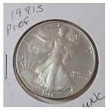 1991 S   Silver Eagle - Proof Mint   1 Oz. Fine Silver