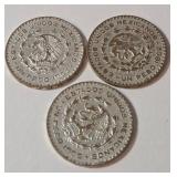 3 Silver Mexican Pesos (1962,1963,1966)