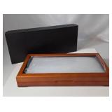 Walnut Coin Glass Top Display Box  Hold 4 Slabs - New in Box   12 1/2" x 5 1/2"