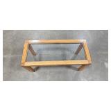 Rectangular Glass Top Coffee Table with Wood Frame, 37x19x16 in