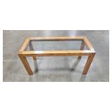 Rectangular Glass Top Coffee Table with Wood Frame, 37x19x16 in