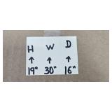 Antique Steamer Trunk with Embossed Panels and Child Print Liner