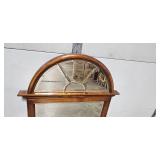 Large Wood Framed Wall Mirror with Arch Top, 50x31 Inches