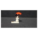 Vintage Holiday Decor Lot with Erzgebirge Snowman, Swedish Glass Tealight Tree, and Apple Girl Candle Holder & Red Metal Christmas Lantern with Tree Design