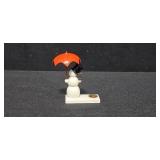 Vintage Holiday Decor Lot with Erzgebirge Snowman, Swedish Glass Tealight Tree, and Apple Girl Candle Holder & Red Metal Christmas Lantern with Tree Design