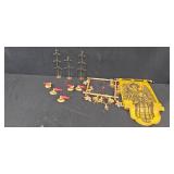 Vintage Scandinavian Christmas Decor Set with Metal Stands and Angel Banner