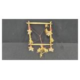 Vintage Scandinavian Christmas Decor Set with Metal Stands and Angel Banner