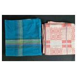 Set of 2 Small Tablecloths Blue and Red Patterned