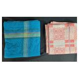 Set of 2 Small Tablecloths Blue and Red Patterned