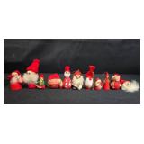 Assortment 19 Vintage Scandinavian Wooden Tomte Figurines and Silver Tree