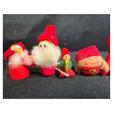 Assortment 19 Vintage Scandinavian Wooden Tomte Figurines and Silver Tree