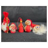 Assortment 19 Vintage Scandinavian Wooden Tomte Figurines and Silver Tree