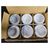 Set of 6 White Marble Pinch Bowls