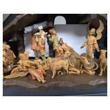 Large Nativity Scene Set with Figures and Wooden Stable Made in Italy