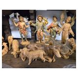 Large Nativity Scene Set with Figures and Wooden Stable Made in Italy