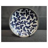 Vintage Neiman Marcus Porcelain Blue Butterfly Bowl Encased in Pewter