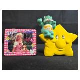 Vintage Collectibles Lot: Barbie Tin, Care Bear Star Figure, and Camel Figures