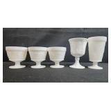 Set of Assorted Vintage Milk Glass Goblets and Pedestal Cups