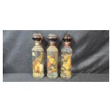 Set of 7 Vintage Cabin Still and Old Fitzgerald Wildlife Bourbon Decanters with 1 Blue Decorative Glass Bottle