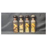 Set of 7 Vintage Cabin Still and Old Fitzgerald Wildlife Bourbon Decanters with 1 Blue Decorative Glass Bottle