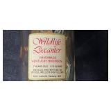 Set of 7 Vintage Cabin Still and Old Fitzgerald Wildlife Bourbon Decanters with 1 Blue Decorative Glass Bottle